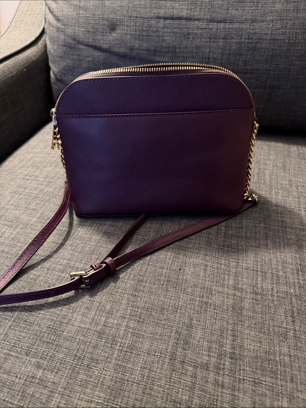 Michael Kors Purple Saffiano Dome Crossbody with Gold Hardware - Picture 3 of 5